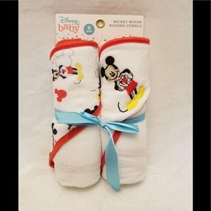 Disney Mickey Mouse Baby 2 Pack Hooded Bath Towels